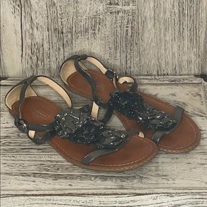 Coach Rose Gunmetal Sandals Size 8 EUC